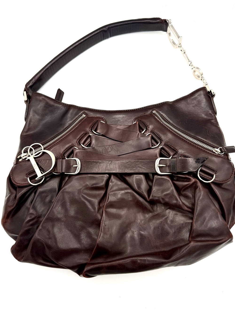 Dior Galliano Dark Brown Leather Ballerina Corset Bag